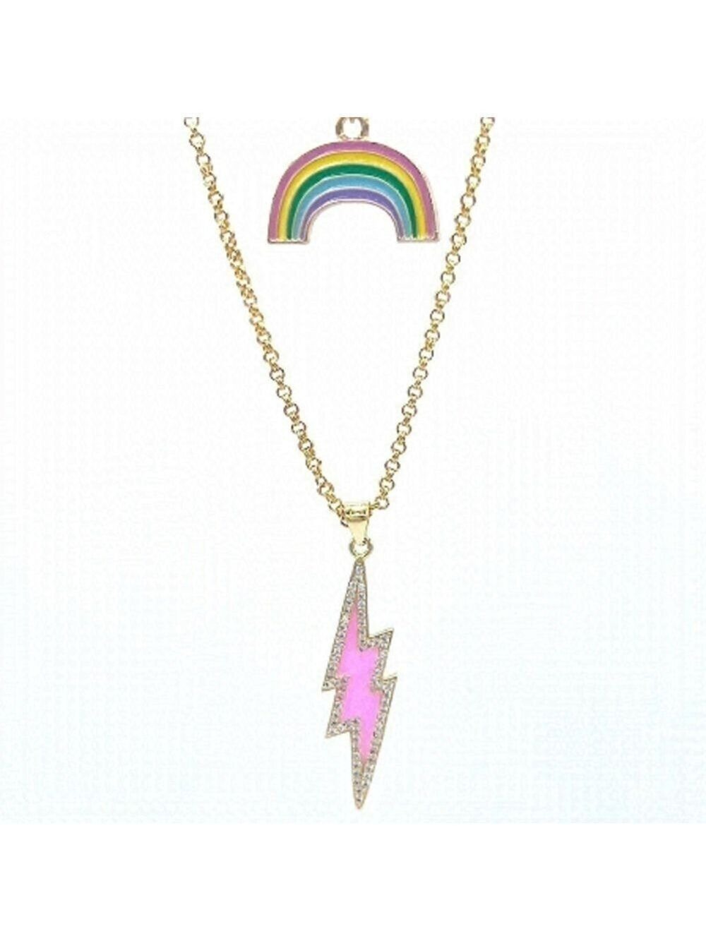 SWEET Rainbow and Lightening Bolt Necklace Set.
